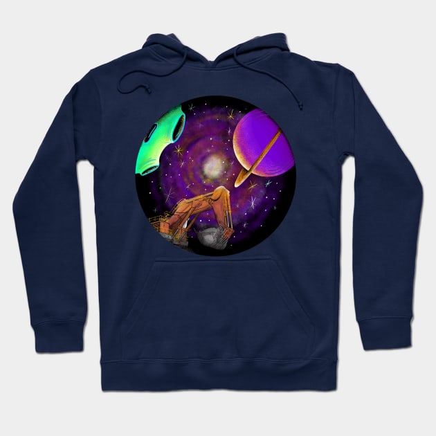 excavator galaxy Hoodie by damnoverload